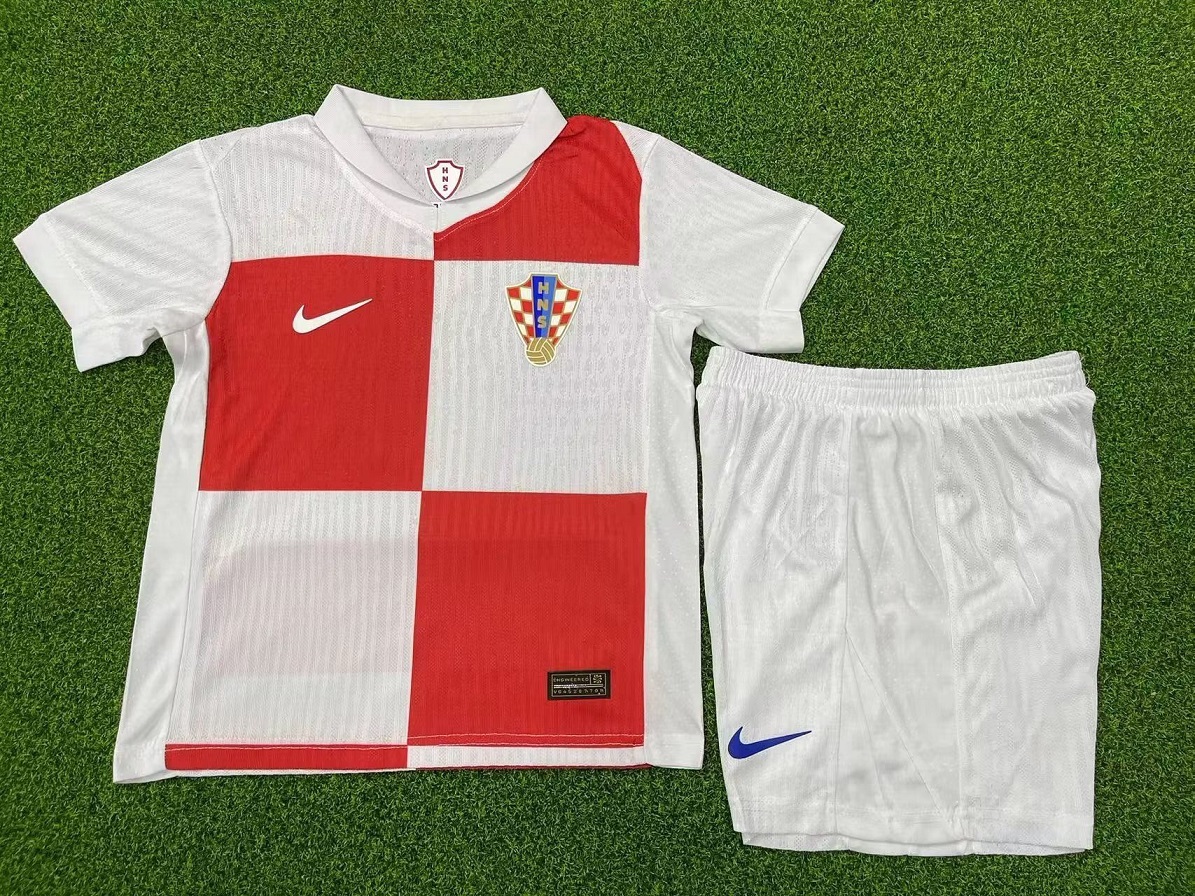 Kids-Croatia 2024 Euro Home Soccer Jersey(Player)